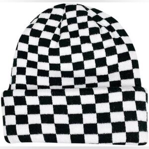 Checkered Black and White Beanie